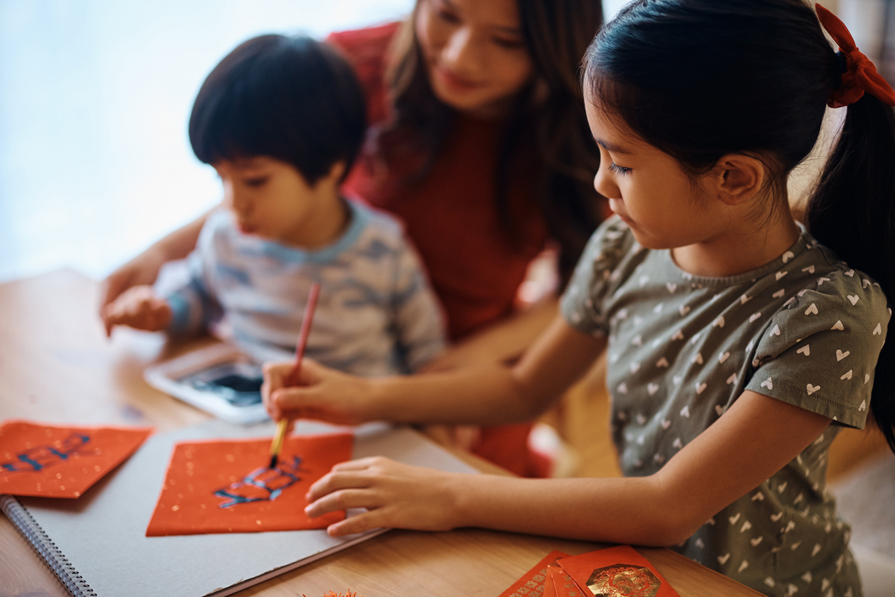 Kids doing crafts while learning